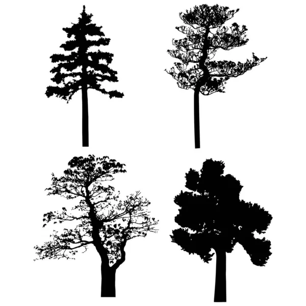Vector Silhouette Trees Isolated Eps — Vector de stock