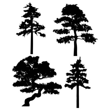 Vector silhouette of trees. Isolated eps 10.