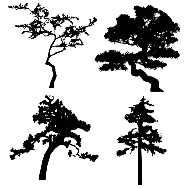 Vector Silhouette Trees Isolated Eps — 스톡 벡터
