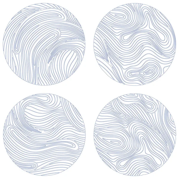 Set Abstract Design Circle Dynamic Waves Lines Hand Drawn Simple — Stock Vector