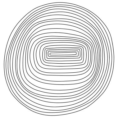 Soyut ağaç halkaları. Vektör topografik harita konsepti. Kusursuz bir geçmişi var. Beyaz üzerine ince siyah çizgiler