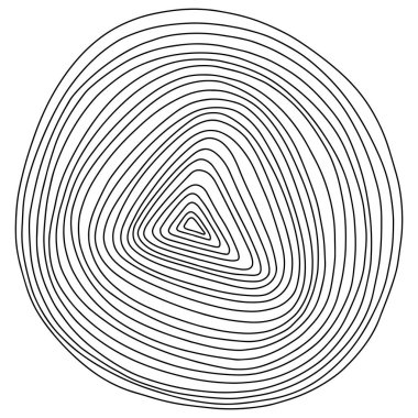 Soyut ağaç halkaları. Vektör topografik harita konsepti. Kusursuz bir geçmişi var. Beyaz üzerine ince siyah çizgiler