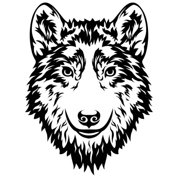 Dog Vector Isolated Illustration Black Color White Image Wolf Husky — Vector de stock