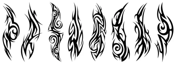 Vector Tribal Tattoo Silhouette Illustration Isolated Abstract Element Set — Stockvector