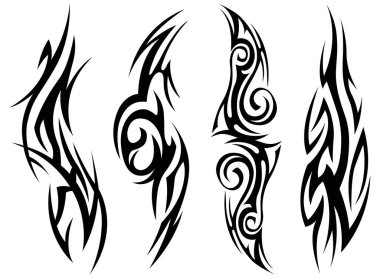 Vector tribal tattoo. Silhouette illustration. Isolated abstract element set.