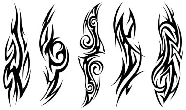 Vector tribal tattoo. Silhouette illustration. Isolated abstract element set.