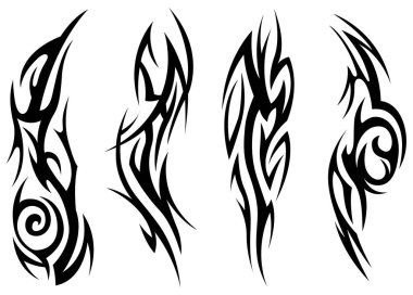 Vector tribal tattoo. Silhouette illustration. Isolated abstract element set.