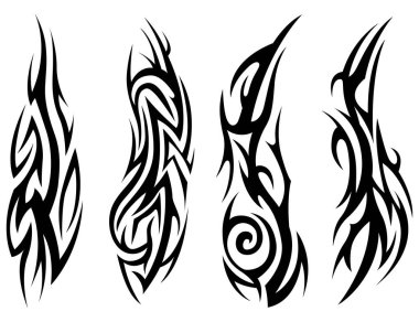 Vector tribal tattoo. Silhouette illustration. Isolated abstract element set.