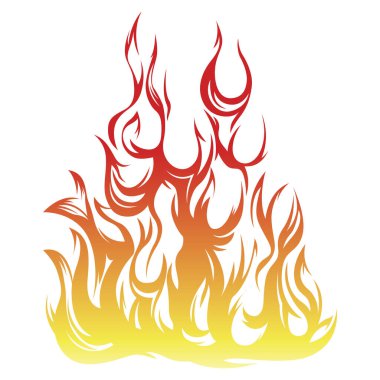 Yangın alevleri beyaz arka planda izole edilmiş. Kabile dövmesi tasarımı.