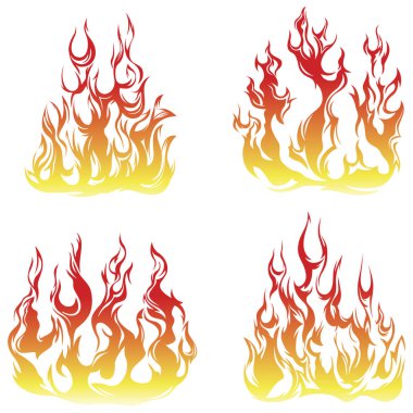 Yangın alevleri beyaz arka planda izole edilmiş. Kabile dövmesi tasarımı.