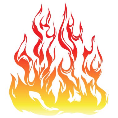 Yangın alevleri beyaz arka planda izole edilmiş. Kabile dövmesi tasarımı.