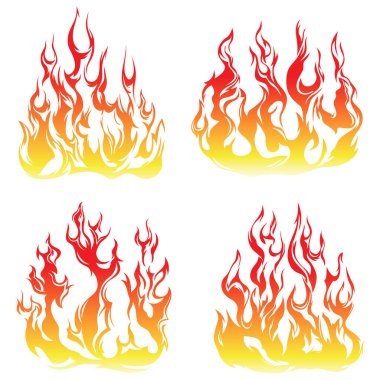 Yangın alevleri beyaz arka planda izole edilmiş. Kabile dövmesi tasarımı.