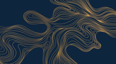 Vector art. Cover layout template. Golden wavy curved line background