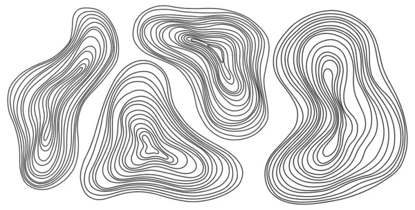 Abstracte Boomringen Vector Topografische Kaart Concept Naadloze Achtergrond Dunne Zwarte — Stockvector