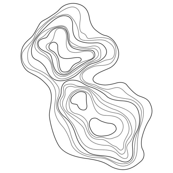 抽象的な木のリング ベクトル地形図デザイン要素 輪郭地図の概念 細い波線 — ストックベクタ