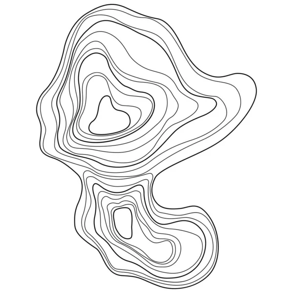 抽象的な木のリング ベクトル地形図デザイン要素 輪郭地図の概念 細い波線 — ストックベクタ