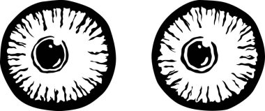 Eyes illustration. Iris decorative image. Circle vector line sketch.