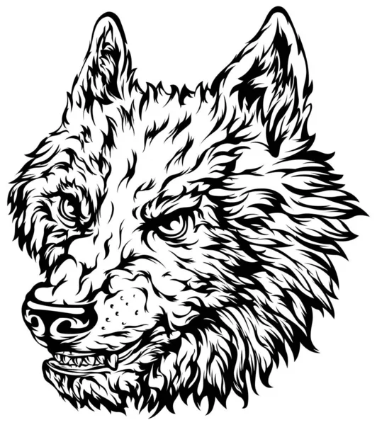 Dog Vector Isolated Illustration Black Color White Image Wolf Hand — Stock Vector