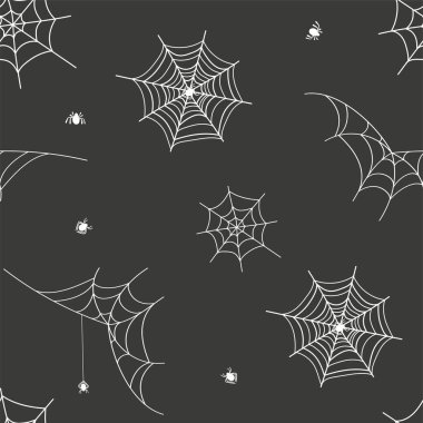 Örümcek ağlarının kusursuz deseni. 8 örümcek örümcek örümcek ağının vektör çizgisi çizimi
