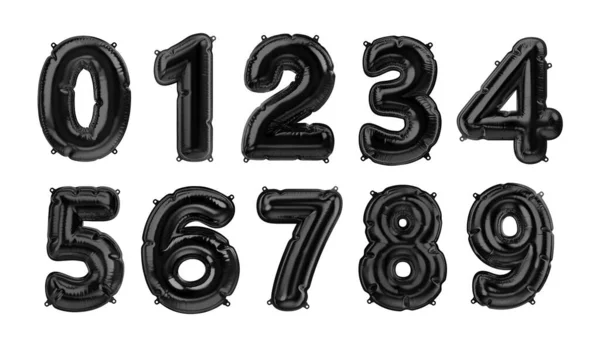 3 boyutlu şişirilebilir folyo balonları seti. Parlak parti dekorasyon figürleri. Beyaz arkaplanda izole edilmiş lüks numaralar.