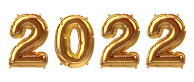 Altın folyo balonları. Bir parti için 3B tasvir