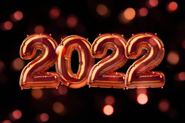 3 boyutlu şişirilebilir folyo balonları Bokeh ışıkları ile hazırlandı