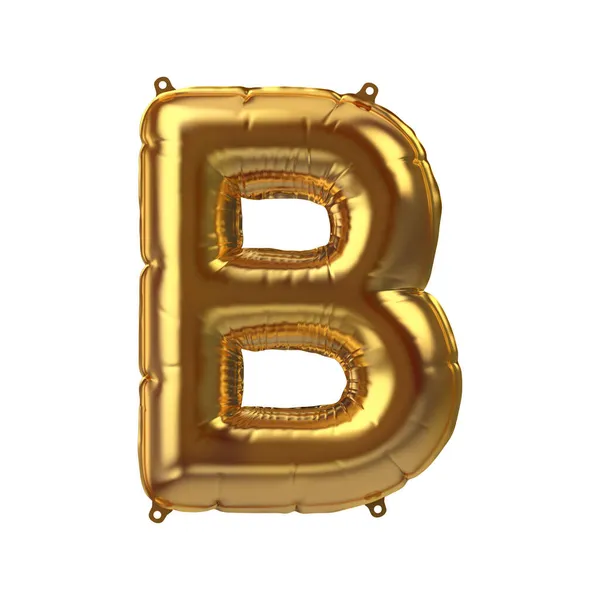 3D Render of Golden inflable foil balloon letter B. Español Elemento decoración fiesta — Foto de Stock