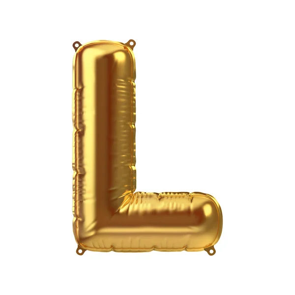 3D Render van Gouden opblaasbare folie ballon letter L. Feest decoratie element — Stockfoto