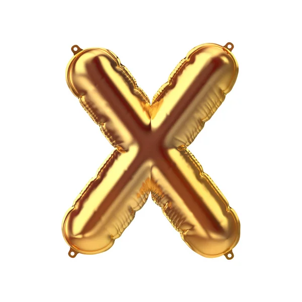 3D Render of Golden inflable foil balloon letter X. Render of Golden Elemento decoración fiesta —  Fotos de Stock