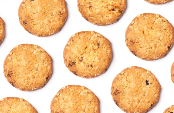 Modèle de biscuits au beurre à la vanille isolé sur fond blanc. Vue rapprochée — Photo