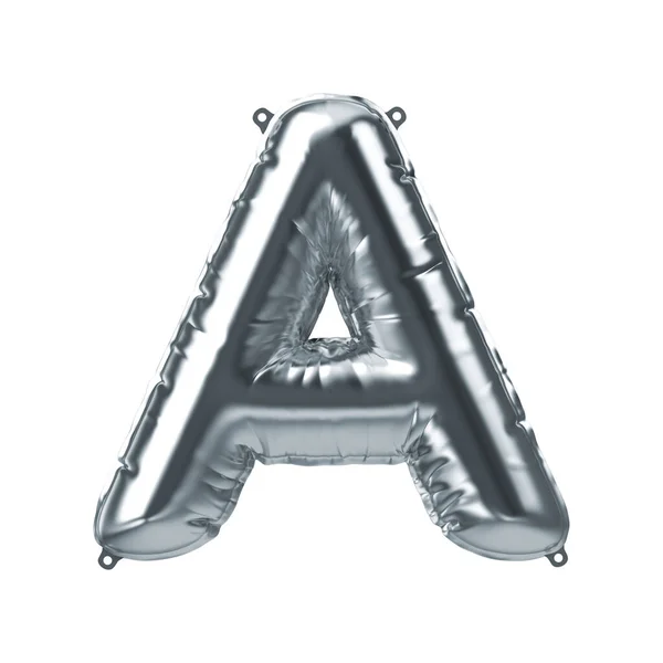 3D Render van zilver opblaasbare folie ballon letter A. Feestdecoratie — Stockfoto