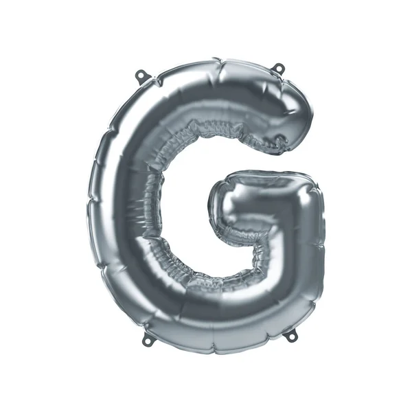 3D Render van zilver opblaasbare folie ballon letter G. Party decoratie element — Stockfoto