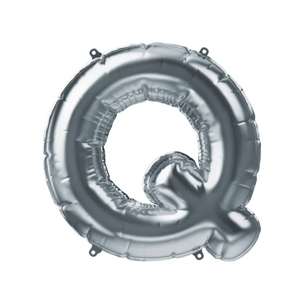 3D Vykreslení stříbrného nafukovacího balónku Q. Prvek dekorace strany — Stock fotografie