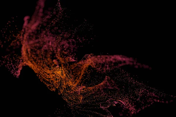 Birçok küçük sarı ve turuncu parçacığın 3D görüntüsü 