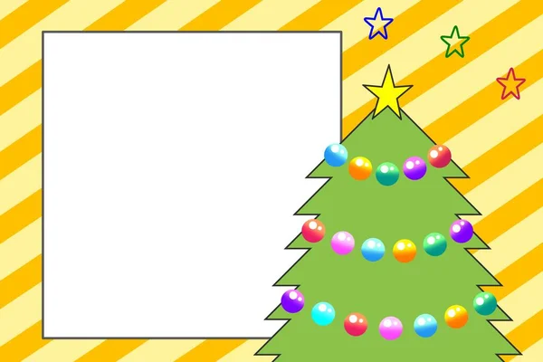 Çapraz çizgilerde renkli topları olan bir Noel ağacı.