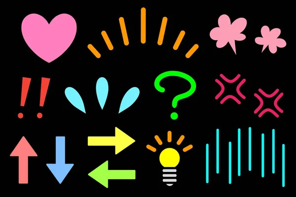 Siyah bir arkaplanda çeşitli duyguları ifade eden işaretler.