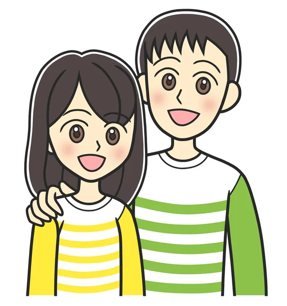 Birbirine uyumlu giyinmiş genç bir çift birbirlerine yapışıyorlar.