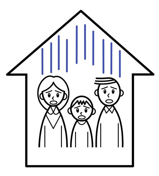 Eine Dreiköpfige Familie Mit Unruhigen Gesichtern Haus — Stockfoto