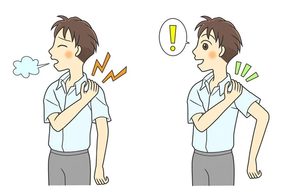 Genç bir adamın omzu üzgün ve iyi