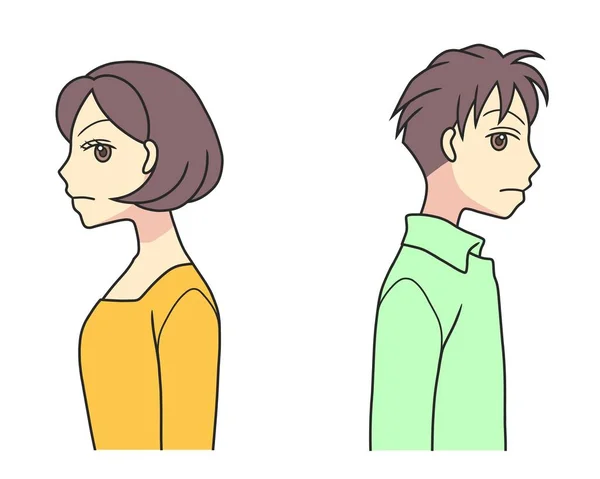 Soğuk gözlerle birbirlerine bakan genç bir çift.