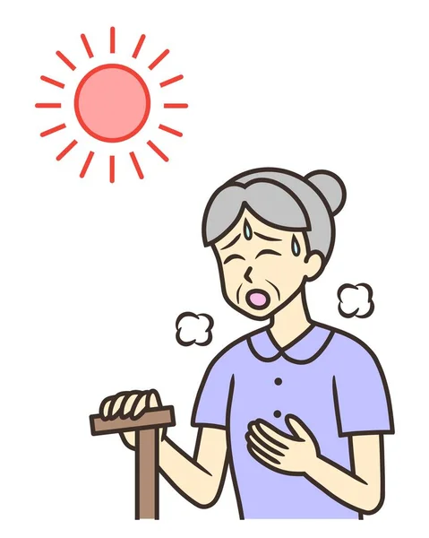 Una Anciana Que Sufre Calor Verano —  Fotos de Stock