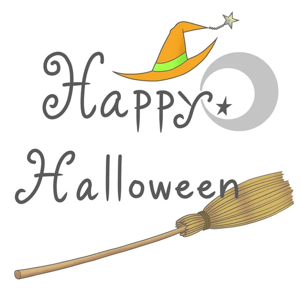 Cadı şapkası ve süpürgesiyle Mutlu Cadılar Bayramı mektupları.