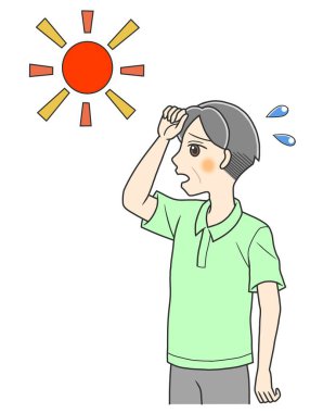 An elderly man suffering from summer heat