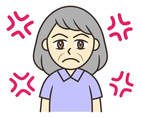 Öfke sembolleri olan yaşlı bir kadın.