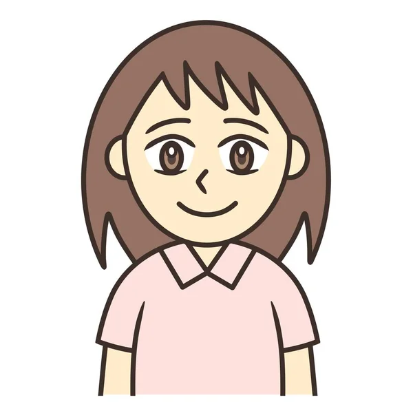 cartoon upper body portrait of young woman in pink shirt