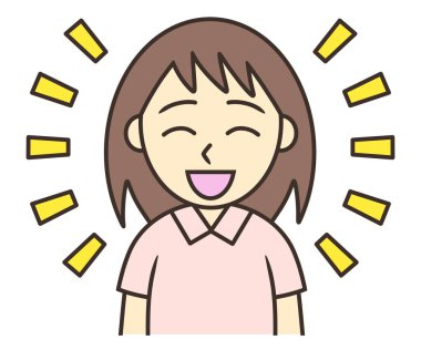 Parlak bir gülümsemesi olan genç bir kadın