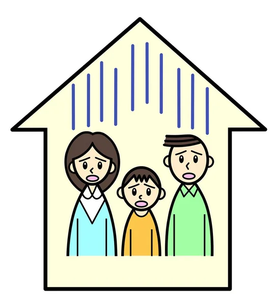 Family Three Troubled Faces House — Stock Photo, Image