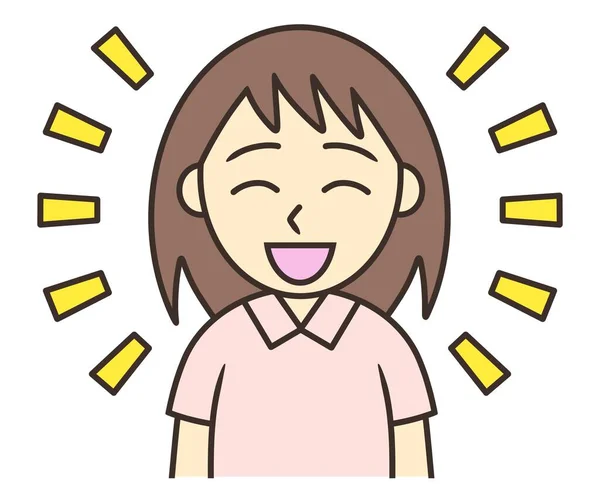 Parlak bir gülümsemesi olan genç bir kadın