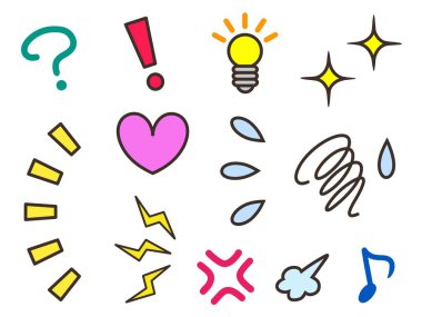 Çeşitli duyguları ifade eden işaretler.