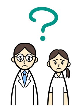 Doktor ve hemşire soru işaretiyle